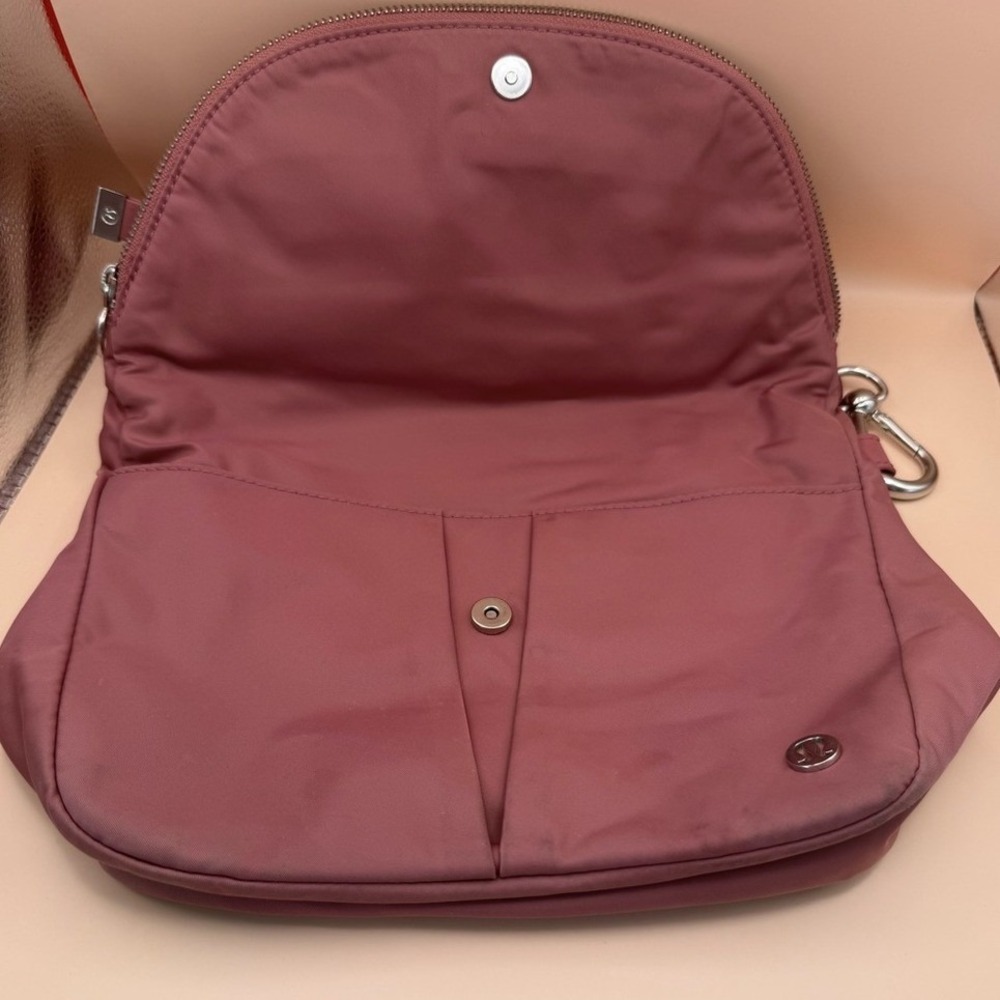 Lululemon All Night Festival Bag Crossbody Mauve Pink Nylon Adjustable Strap - Picture 6 of 15